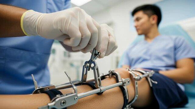 External fixation as a temporary bridge to permanent surgical bone repair